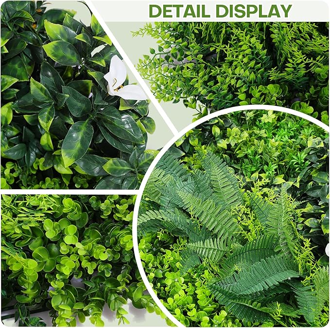 Artifical Grass Wall Backdrop 16PCS 10"x10 Boxwood Panels Grass Boxwood Hedge Wall Greenery UV Protected 11 Sqft Artificial Grass Wall Decor for Party Wedding Backyard Indoor Outdoor（1PACK 40"x40"）