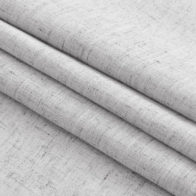 Silver Linen Curtains 96 Inches Long for Living Room Rod Back Tab Vintage Rustic Farmhouse Light Filtering Curtain Burlap Textured Linen Drapes 96 Inch Length for Dinning Room Bedroom 52x96 8 FT