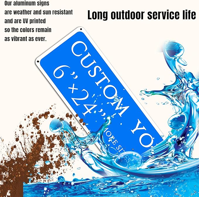 Custom Sign, custom street sign，Aluminum Weatherproof Metal Sign Multiple Sizes, Reflective nameplates and doorplates，Customize for Office, Business, Workplace, office, Home, Delivery Signs(6*24 Inch)