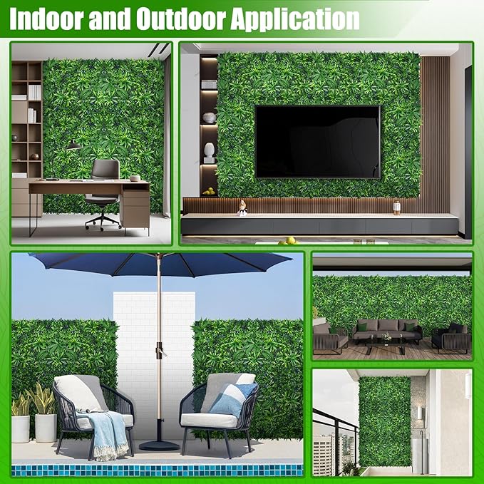 Artificial Grass Wall Panels, 20"x20" 16pcs Hedge Grass Backdrop, UV-Anti Fake Greenery Plant Boxwood Panels, Green Wall Decor for Outdoor Indoor Patio Garden Backyard
