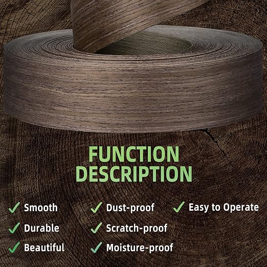 Walnut Edge Banding, 3/4 inch x 500ft roll of Veneer Wood Edge Banding, Pre-glued Flexible Wood Tape for Cabinet Repair and Furniture