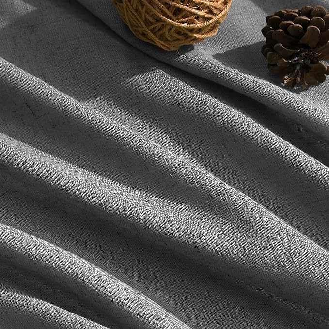 Nanspring Blazer Grey Curtain Linen Blend Light Filtering Back Tab Curtains 84 Inches Long, Semi Sheer Privacy Drapes for Living Room & Bedroom,Simple Style 52x84 inch, 2 Panels