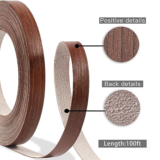 GSCIT Club Cherry Edge Banding, 3 inch x 100ft roll of Veneer Edge Banding - Pre-glued Flexible Wood PVC Tape for Cabinet Repair and Furniture Restoration