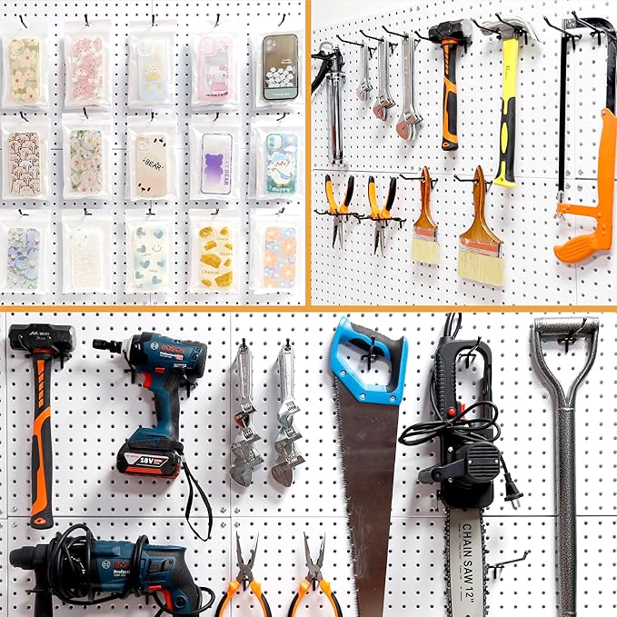 HUHOLE Black Pegboard Hooks 10 Inch, 25PC, Heavy Duty Pegboard Hooks, Fit 1/4" Peg Board