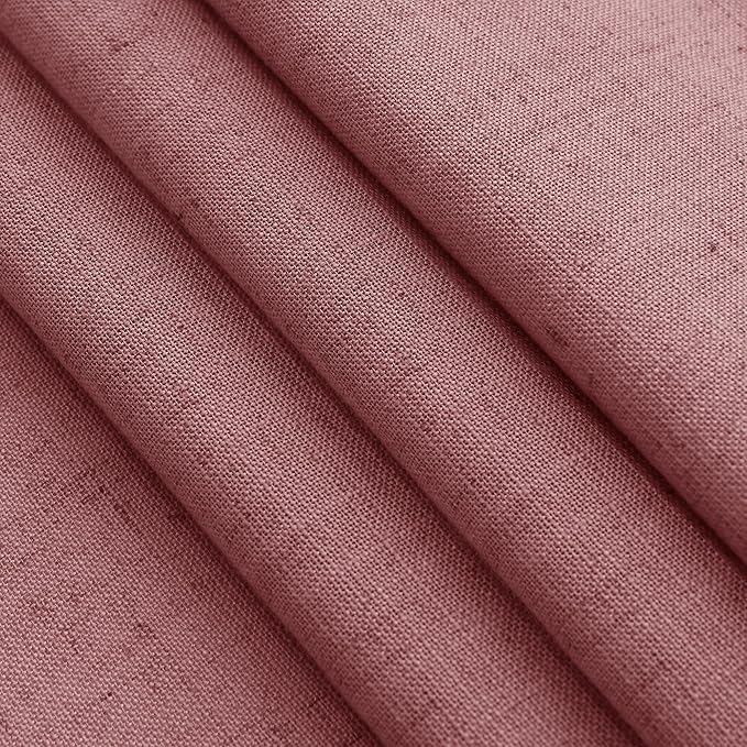 Canyon Rose Linen Curtains for Living Room 63 Inches Long 2 Panel Set Light Filtering Linen Drapes for Kitchen Windows Rod Pocket Back Tab Short See Through Curtain Country Farmhouse Decor 52x63