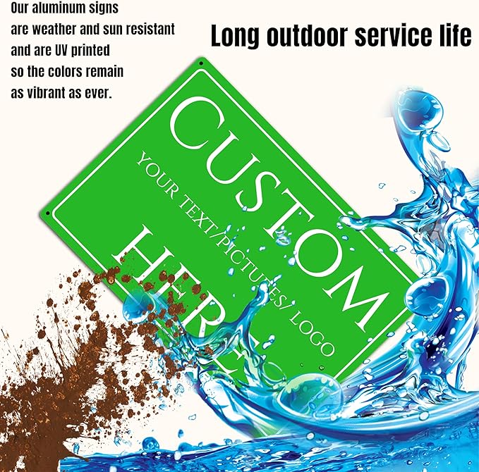 Custom Sign, Custom Metal Signs Personalized，Aluminum Weatherproof Metal Sign Multiple Sizes,customize signs for business， Customize for Office, Business, Workplace, office, Factory, swimming pool, outdoor(16*12 Inch)