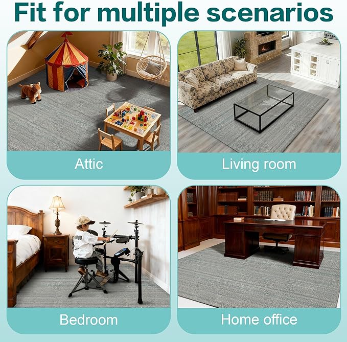 jxgzyy 20 x 20 Carpet Tiles Reusable, 16 Tiles, 0.31" Thick Carpet Squares with Padding, Easy DIY Installation, Seamless Appearance for Bedroom Living Room(43.1 sqft/Box)