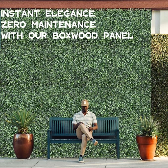 Grass Wall Panels 12Pcs 20"x 20" Artificial Boxwood Hedge Wall Realistic UV-Resistant Easy Install for Indoor Outdoor Privacy Fence & Garden Decor, Party Balcony and Backyard