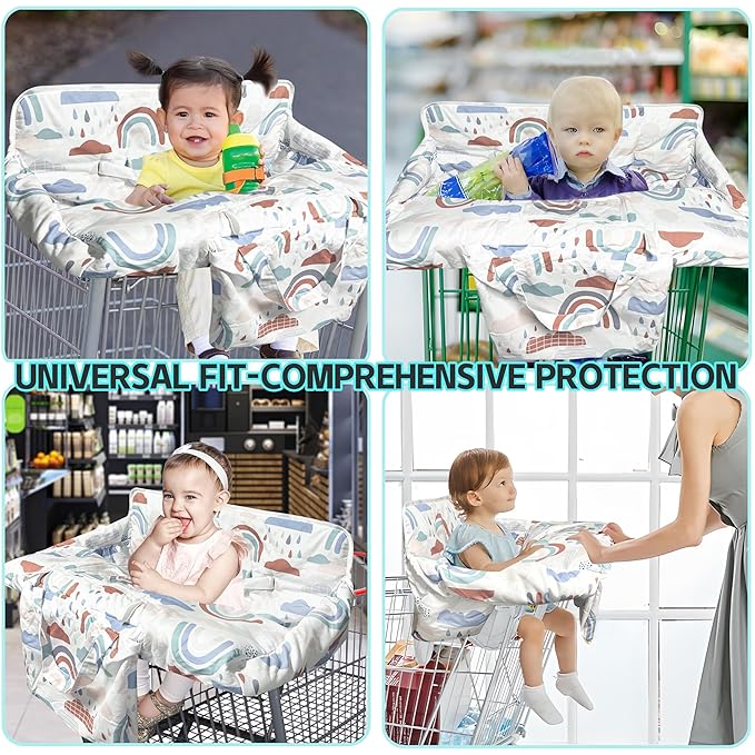 Shopping Cart Cover for Baby,2-in-1 High Chair Cover with Portable Cloth Bag,Cart Seat Pad for Babies Grocery Cushion Cover Restaurant,Suitable for All Supermarkets