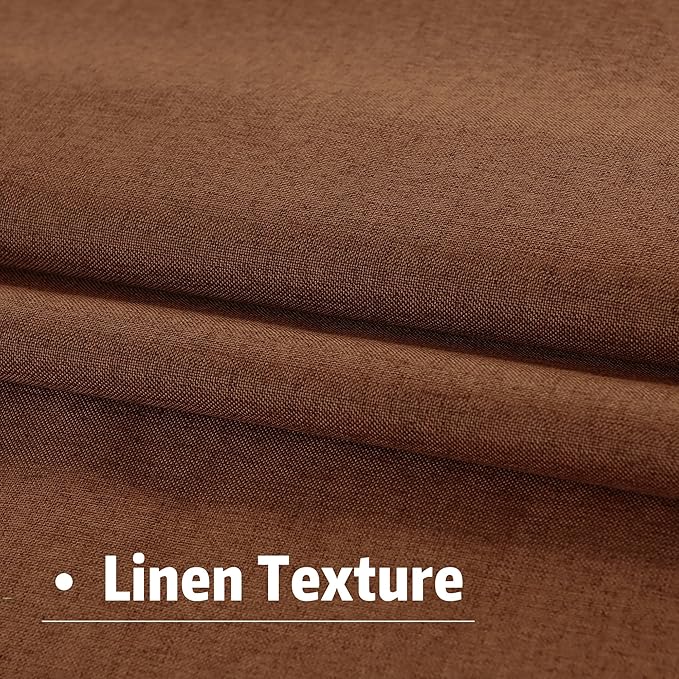 DUALIFE Rust Full Blackout Curtains 63 Inch Long Linen Textured Curtains Thermal Insulated Heat Blocking Noise Reducing Vintage Drapes for Nursery Bedroom Back Tab 2 Panels 50W x 63L Terracotta