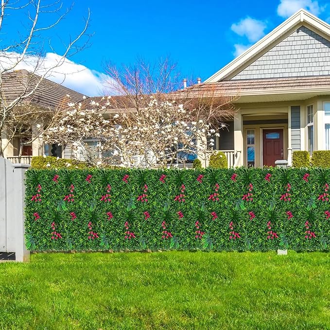 Boxwood Roll Panels, Grass Wall 20"x20"(8PCS), Grass Backdrop, Privacy Screen, Sun Protected Green Wall Decor for Outdoor, Indoor, Garden, Backyard and Décor