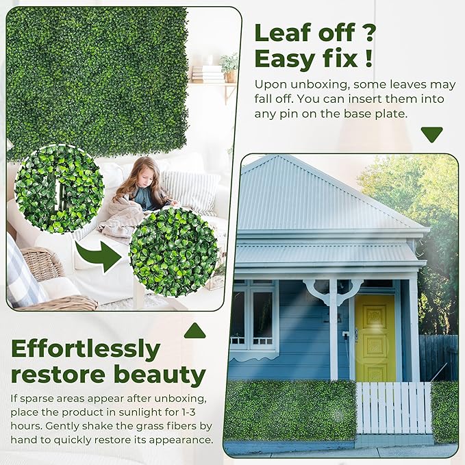 Artificial Boxwood Roll Panels: 60"x128" (53.5 sqft) UV-Anti Faux Hedge Privacy Screen - 4-Layer Fake Greenery Ivy Vine Grass Wall for Garden, Patio, and Balcony Backdrop Decoration