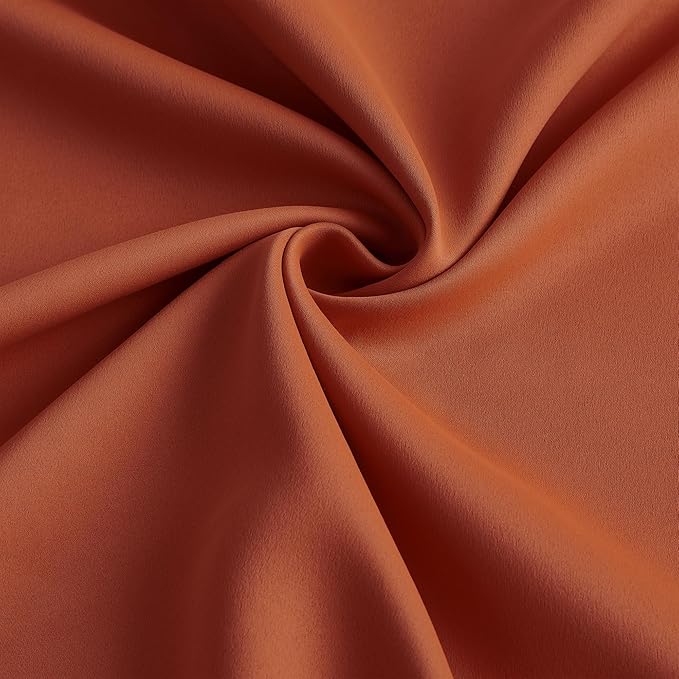KEQIAOSUOCAI Burnt Orange Window Curtains 72 Inches Long, Fall Block Out Room Darkening Insulated Memory Shape Boho Muted Ochre Orange Curtain for Bedroom 40 Inch Wide Each Panel,Set of 2,Pinch Pleat