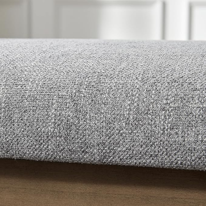 Entryway Bench, Chenille Upholstered Shoe Benches for Bedroom, Ottoman Benches with Solid Wood Shelf, Storage Bench for Hallway, Living Room(Grey)