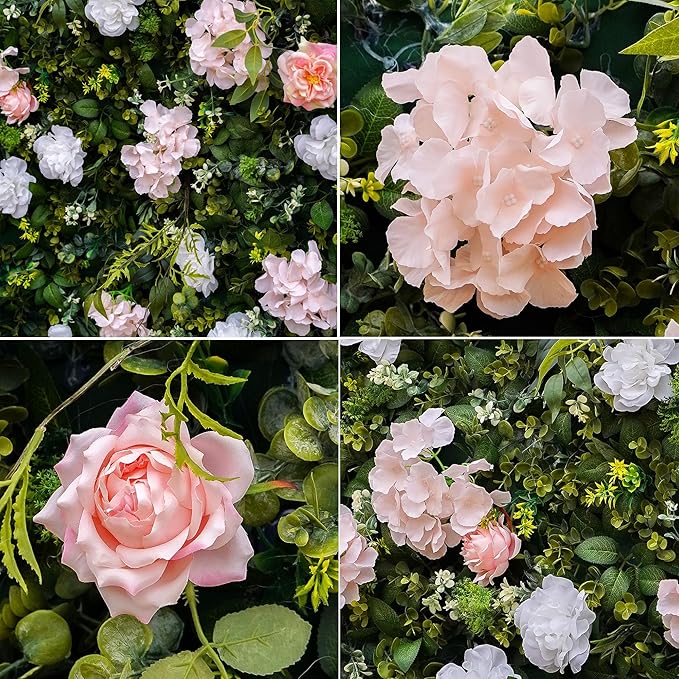 Artificial Luxury‌ Flower Wall Backdrop, Gorgeous 3D Silk Floral Backdrop for Wedding, Baby Shower, Party and Home Decor, Quick Assembly/Storage, Eco ＆ Pet Friendly, 2 pcs, Each Panel 2 * 8 ft.