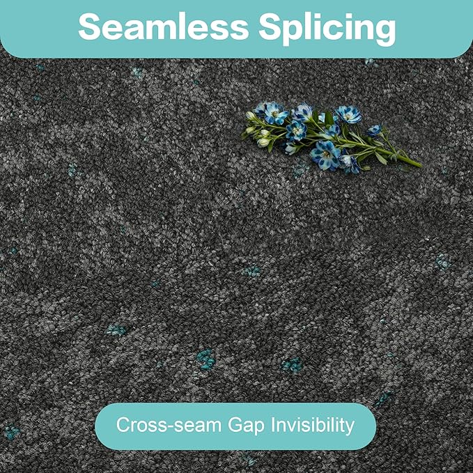 jxgzyy Soft Carpet Tiles 20×20 Inch, 0.38'' Padded Carpet Squares, Non-Adhesive Carpet Flooring with Textured Silicone Back, Easy DIY Seamless SplicingTiles for Corners, 4 Pcs/10.8 Sqft