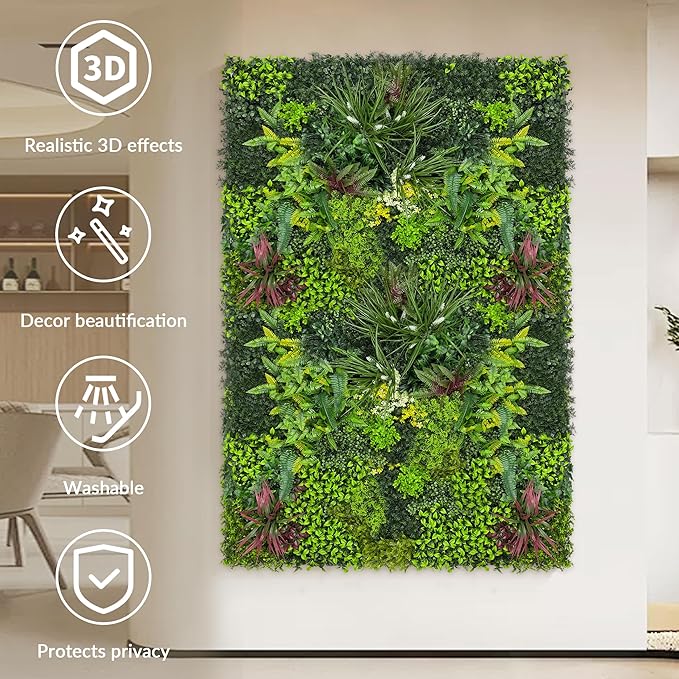Artificial Plant Wall Boxwood Roll: 40"x120" UV Resistant Green Leaves Faux for Interior Backdrop,Garden and Indoor Outdoor Wall&Fence Covering Privacy, Party Wall Fence Decor
