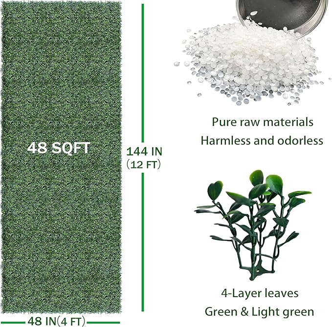 Artificial Ivy Privacy Fence Wall Screen: 4FT X 12FT (48 sqft) UV-Anti Faux Boxwood Roll Panels Greenery Backdrop Ivy Vine Leaf Hedges for Indoor Outdoor Green Decor