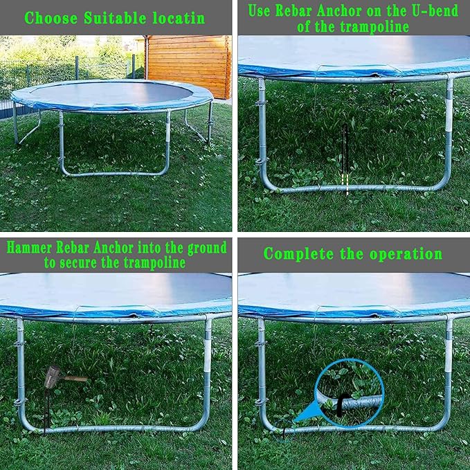 10"x2" Trampolines Wind Stakes Heavy Duty U Shape Galvanized Steel Trampoline Stakes Ground Anchors with Sharp End for Camping Tent, Garden Staples, Trampoline Pins (12)