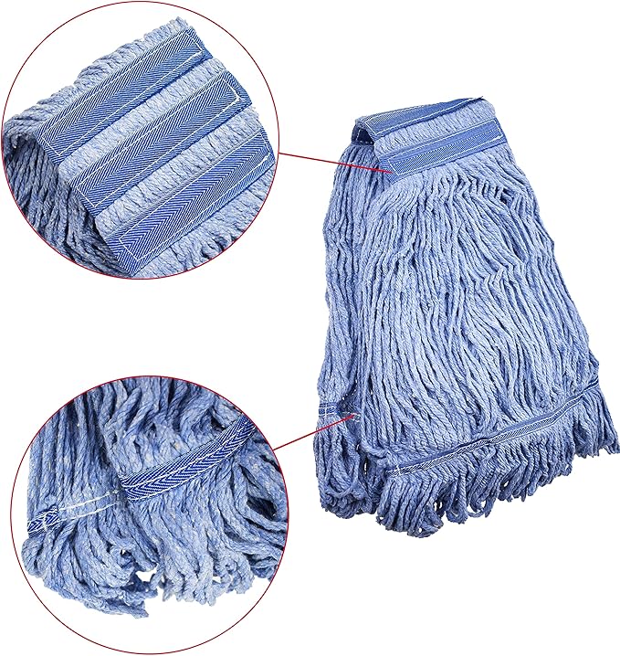 Mop Head Replacement Commercial Heavy Duty String Blue Wet Mop Heads for 3 Typs Commercial Mop Handle(2,Medium)