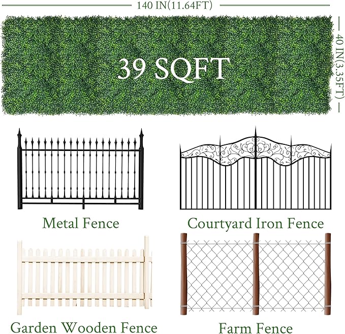 Artificial Ivy Privacy Fence Screen,40"x 140" (39 SQFT) 4-Layer Leaf UV-Anti Faux Greenery Boxwood Backdrop Ivy Vine Leaf Panels for Outdoor, Indoor, Garden,Backyard and Decor