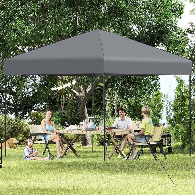 Tangkula 10x10 FT Pop Up Canopy, UPF50+ Portable Outdoor Tent with 8 Stakes, 4 Wind Ropes, Carrying Bag, Foldable Canopy Tent for Beach Party Event Camping