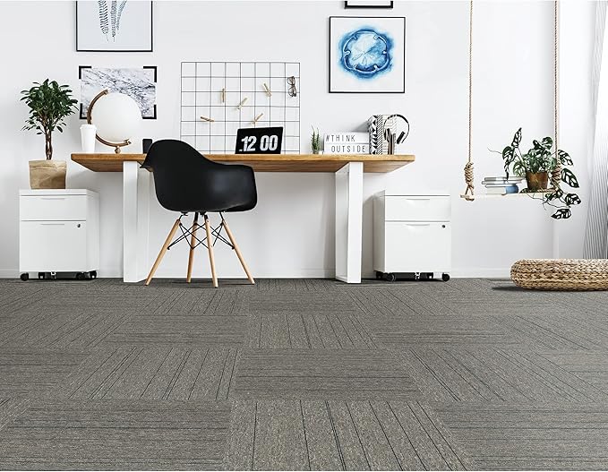 Mohawk Basics 24" x 24" Berber (Loop pile), 0.07" Pile Height, Carpet Tile, PET Fiber, Dime Color, (24 Tiles), (96 sqft/carton)