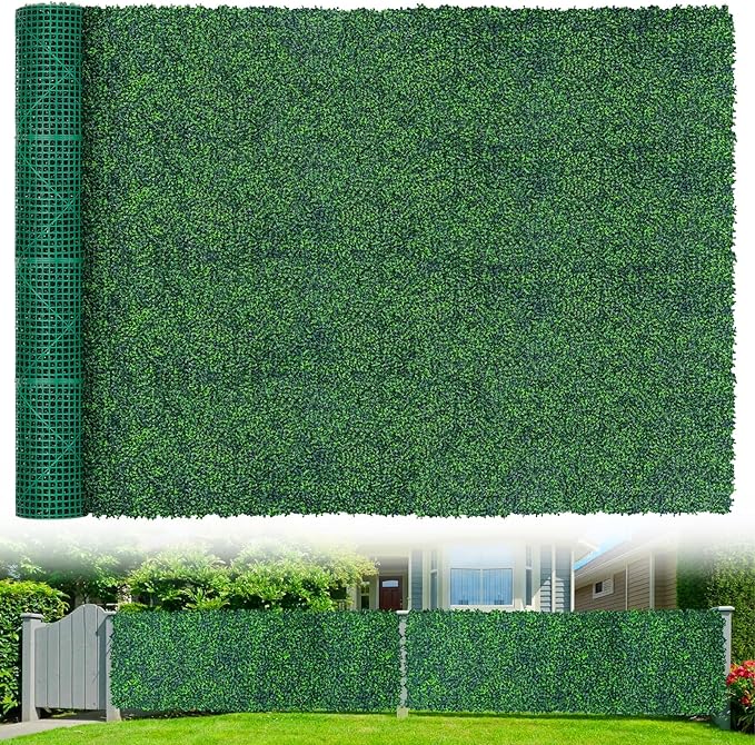 Artificial Boxwood Roll Panels, 71"x 144"(72 sq.ft) UV-Anti Faux Ivy Leaves Privacy Fence Screen Grass Wall Roll Panels for Indoor Home Decor and Outdoor Garden Backyard