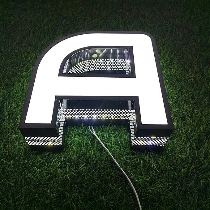Outdoor Large Lighted Letter 10 to 20 Inch Tall Channel Letters Stainless Steel Lighted Business Signs for Storefront Branding Signage (14 letters)