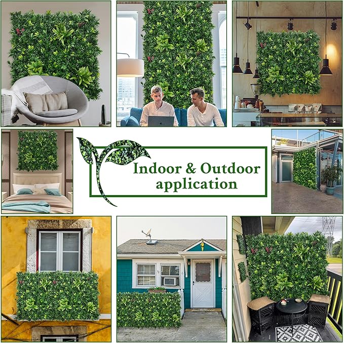 Artificial Boxwood Panels: 40" x 120" (33.5 sqft) UV-Anti Fake Grass Ivy Privacy Hedge Greenery Backdrop Fence Wall Screen for Garden Fence Covering Privacy, Outdoor Indoor Home Decor
