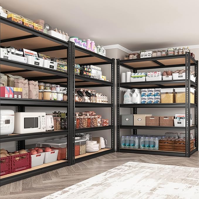 2050LBS Storage Shelves Heavy Duty 5 Tier Garage Storage Shelving, Adjustable Metal Shelving Unit Utility Rack Shelf for Warehouse, Pantry, Closet, Kitchen 72" H x 35.56" W x 16" D, Black