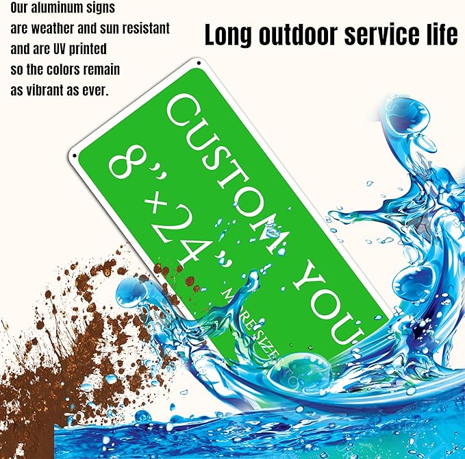 Custom Sign, Custom Indoor/Outdoor Decorative Sign，Aluminum Weatherproof Metal Sign Multiple Sizes, Reflective double-sided, Business, Workplace, office, Home, Delivery Signs(8 * 24 Inch)