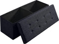 Ornavo Home 43 Inch Folding Storage Ottoman with Storage Bench, Long Large Storage Ottoman Bench, Storage Chest, Foot Rest Stool, Bedroom Bench with Storage - (Black)