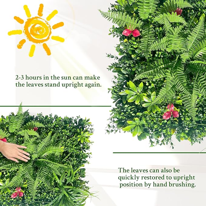 Artificial Grass Wall Backdrop Panels Roll: 40X120 in UV-Anti Greenery Boxwood Panels for Indoor Outdoor Green Plant Wall Decor & Ivy Fence Covering Privacy