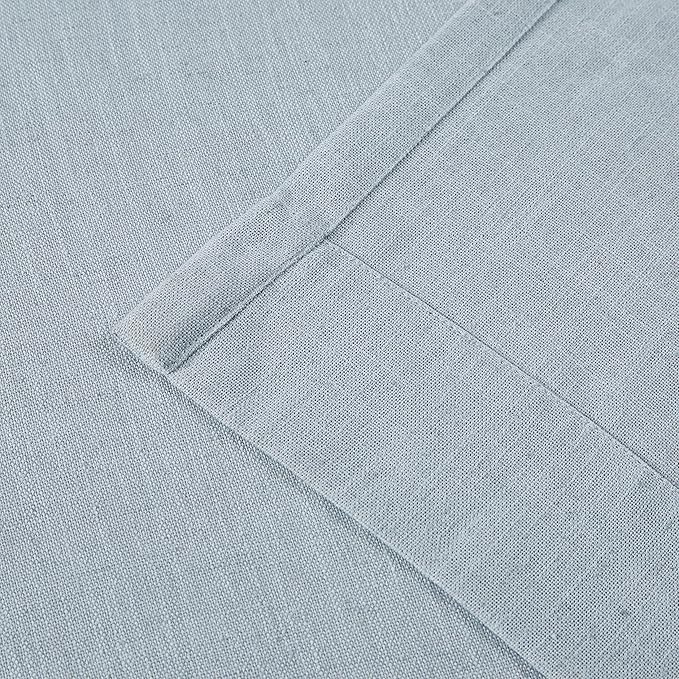 Vision Home Blue Fog Pinch Pleated Semi Sheer Curtains Textured Linen Blended Light Filtering Window Curtains 72 inch for Living Room Bedroom Pinch Pleat Drapes with Hooks 2 Panels 40" Wx72 L