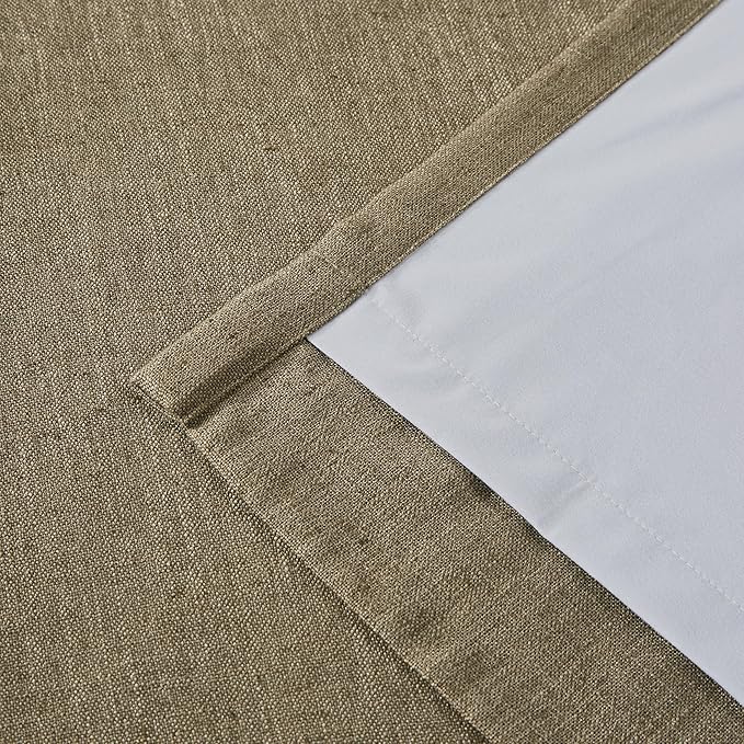 Vision Home Brown Pinch Pleated Full Blackout Curtains Linen Blended 60" Wide Thermal Insulated Window Panels 112 inch for Bedroom Living Room Darkening Pleat Drapes with Hooks Back Tab 60" Wx112 Lx1
