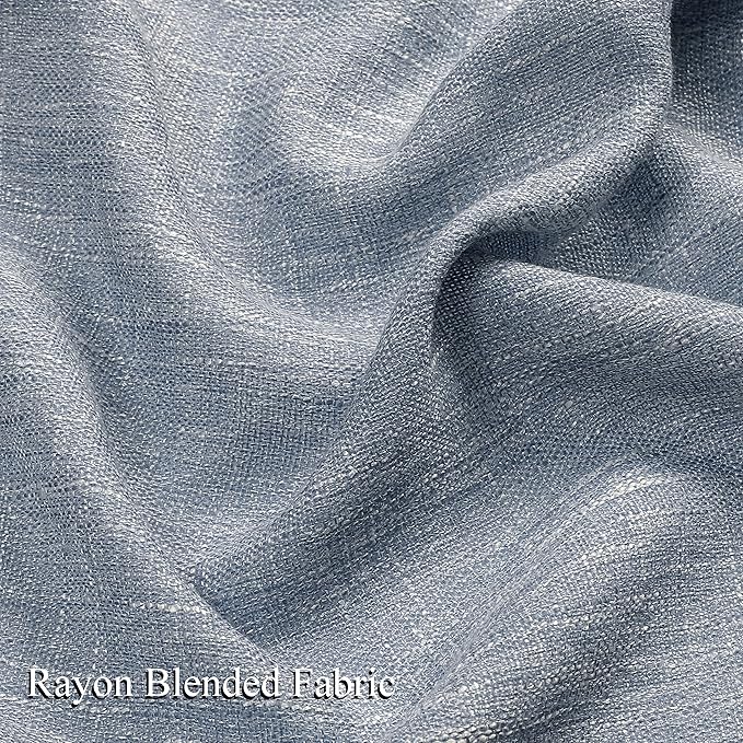 Vision Home Pinch Pleated Blue Semi Sheer Curtains Textured Light Filtering Window Curtains 63 inch for Living Room Bedroom Rayon Blended Chambray Blue Pinch Pleat Drapes with Hooks 2 Panels 40"Wx63"L