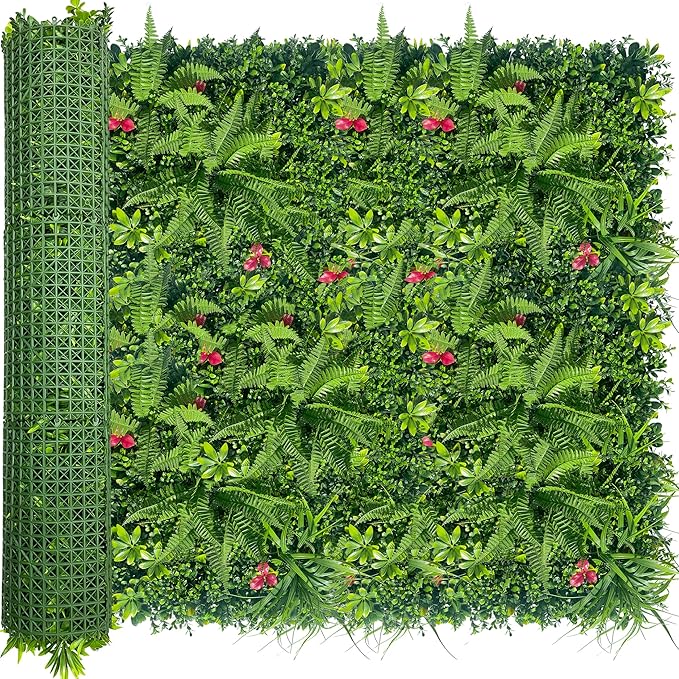 Artificial Grass Wall Backdrop Panels Roll: 48X120 in UV-Anti Greenery Boxwood Panels for Indoor Outdoor Green Plant Wall Decor & Ivy Fence Covering Privacy