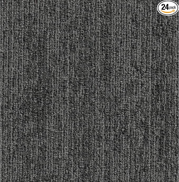 Mohawk Elite 24" x 24" Berber (Loop pile), 0.08" Pile Height, Carpet Tile, Nylon Fiber, Lead Color, (24 Tiles), (96 sqft/carton)