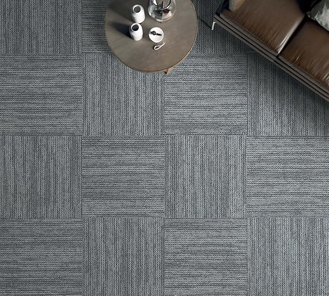 jxgzyy Commercial Carpet Tiles, 20×20 Inch, 0.31'' Padded Carpet Squares, Non-Adhesive Carpet Flooring with Textured Silicone Back, Easy DIY, Suitable for Home Theater, 16 Pcs/43.1 Sqft