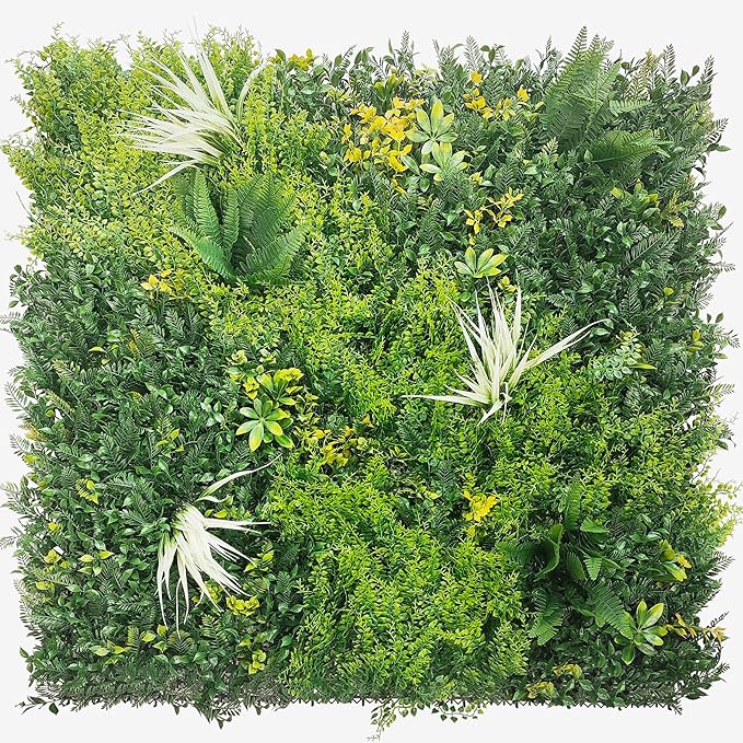 Artificial Grass Wall Boxwood Panels: 40" x 40" (11.5 sqft) Greenery Ivy Privacy Fence Faux Backdrop with UV Protection Vine Leaf Hedge for Garden Covering Privacy, Home Decor