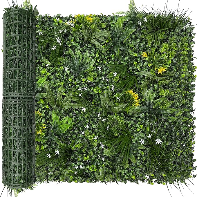 Artificial Grass Wall Boxwood Roll: 48"x120" UV Resistant Green Leaves Faux for Interior Wall Backdrop,Garden and Indoor Outdoor Wall&Fence Covering Privacy, Party Wall Fence Decor