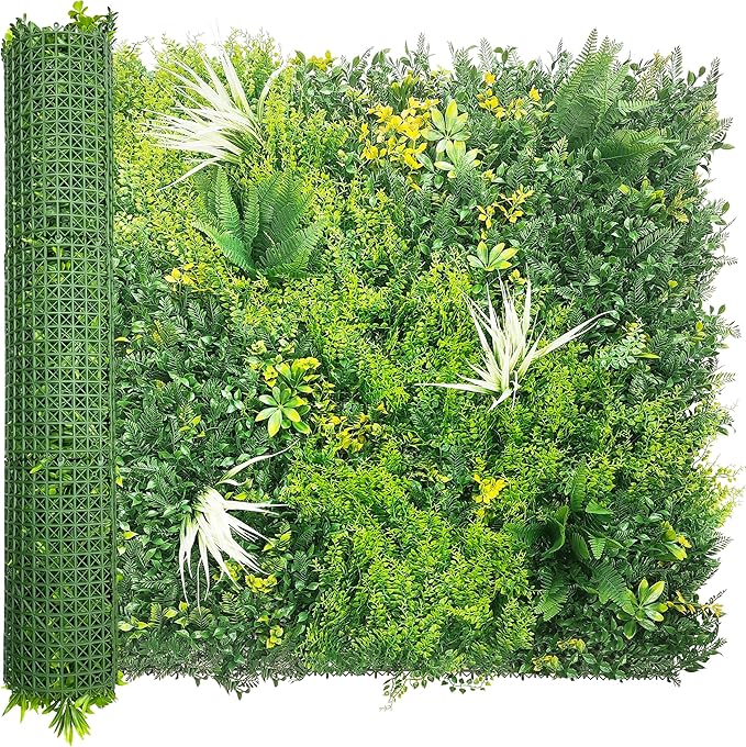 Artificial Grass Wall Boxwood Panels: 40" x 120" (33.5 sqft) Greenery Ivy Privacy Fence Faux Backdrop with UV Protection Vine Leaf Hedge for Garden Covering,Outdoor Indoor Home Decor
