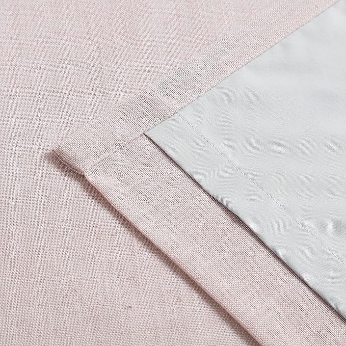 Vision Home Soft Pink Pinch Pleated Full Blackout Curtains Linen Blended Room Darkening Curtain Panels 84 inch for Living Room Bedroom Thermal Insulated Pinch Pleat Drapes with Hooks 40" Wx84 Lx2