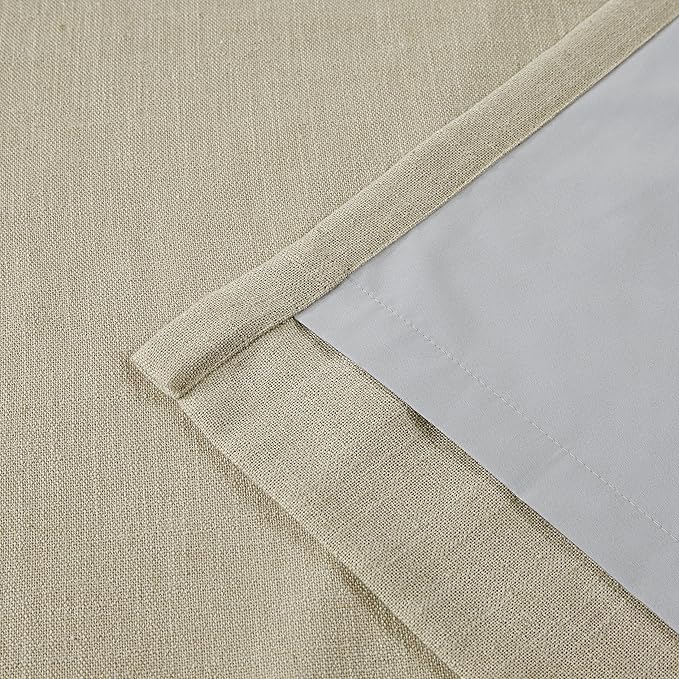 Vision Home Sand Pinch Pleated Full Blackout Curtains Linen Blended Room Darkening Window Curtains 84 inch for Living Room Bedroom Thermal Insulated Pinch Pleat Drapes with Hooks 1 Panel 60" Wx84 L