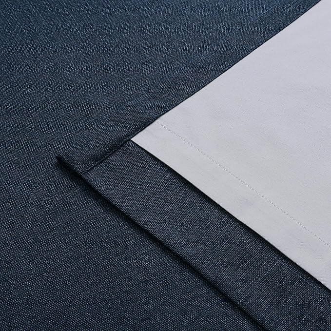 Vision Home Navy Blue Pinch Pleated Full Blackout Curtains Linen Blended Room Darkening Curtain Panels 63 inch for Living Room Bedroom Thermal Insulated Pinch Pleat Drapes with Hooks 40" Wx63 Lx2