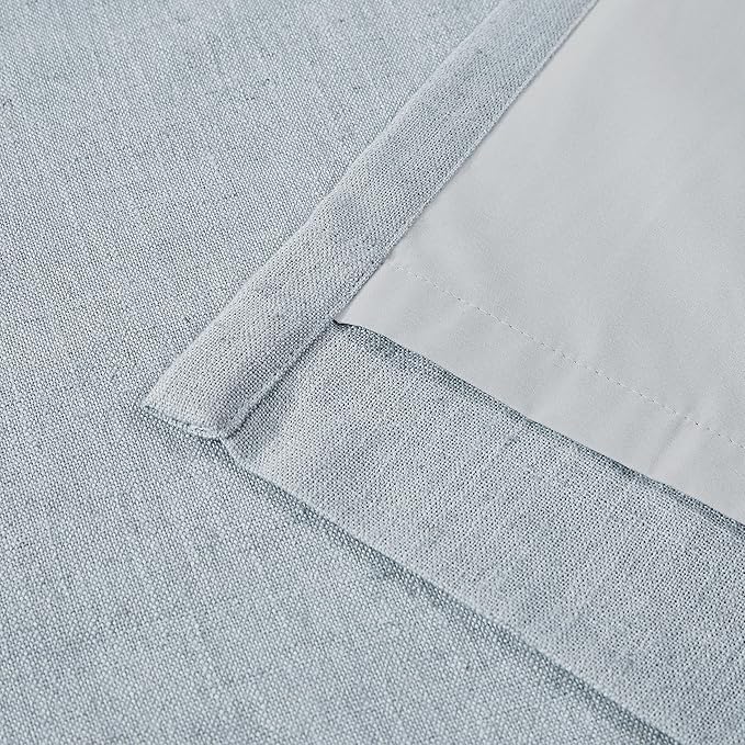 Vision Home Blue Gray Pinch Pleated Full Blackout Curtains Linen Blended Room Darkening Window Curtains 108 inch for Living Room Bedroom Thermal Insulated Pinch Pleat Drapes with Hooks 40" Wx108 Lx2