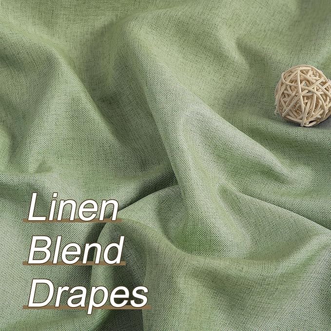 DUALIFE Sage Green Pinch Pleated Blackout Curtains 50 x 105 Inches Long, Back Tab Drapes for Living Room Bedroom Thermal Insulated Full Blackout Draperies with Hooks