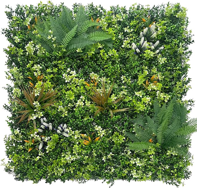 Artificial Grass Boxwood Hedges Wall Panels: 40" x 40" (11.5 sqft) UV-Anti Faux Greenery Fake Ivy Leaves Privacy Fence Screen Backdrop for Garden Covering Privacy, Outdoor Indoor Decor