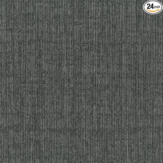 Mohawk Basics 24" x 24" Berber (Loop pile), 0.09" Pile Height, Carpet Tile, PET Fiber, Charcoal Color, (24 Tiles), (96 sqft/carton)